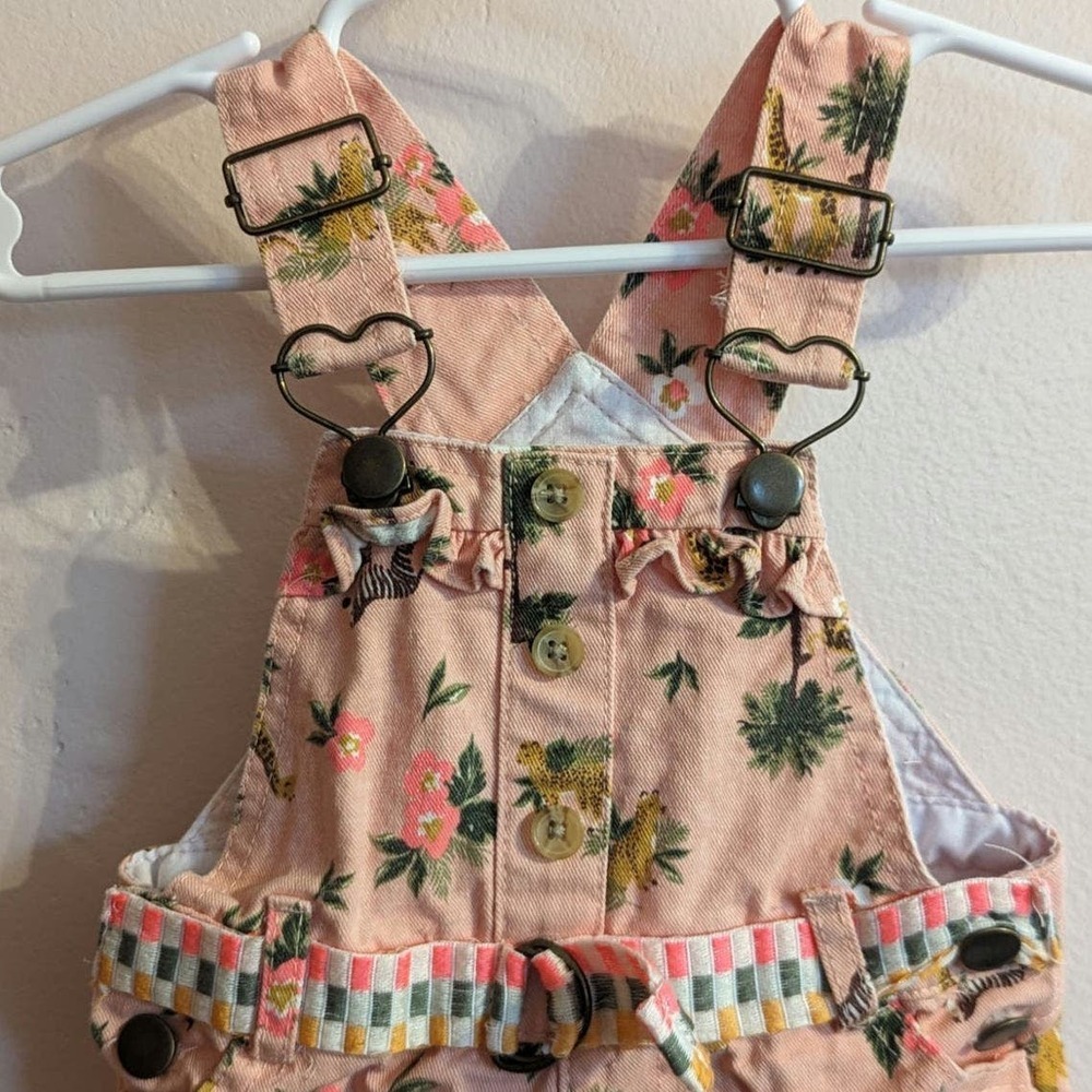Zoo safari jungle themed bib shortalls for baby 3-6 month - Picture 3 of 8